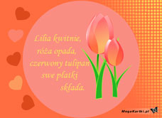 e-Kartka elektroniczne Tulipany dla mojej pani, kartki internetowe, pocztówki, pozdrowienia