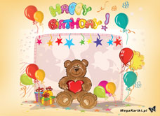 e-Kartka e Kartki z tagiem: Kartki urodzinowe online Urodzinowy misio, kartki internetowe, pocztówki, pozdrowienia