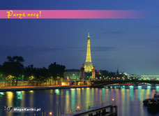 e-Kartka elektroniczne Paryż nocą, kartki internetowe, pocztówki, pozdrowienia