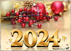 e-Kartka elektroniczne Złoty Nowy Rok 2024, kartki internetowe, pocztówki, pozdrowienia