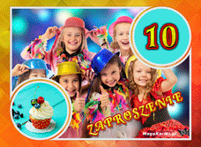 e-Kartka e Kartki z tagiem: Urodziny Zaproszenie na 10 urodziny, kartki internetowe, pocztówki, pozdrowienia