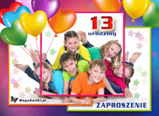 e-Kartka e Kartki z tagiem: Urodziny Radosne zaproszenie 13, kartki internetowe, pocztówki, pozdrowienia
