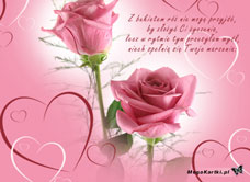 e-Kartka e Kartki z tagiem: Darmowe e-kartki na imieniny Delikatne róże, kartki internetowe, pocztówki, pozdrowienia