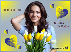 e-Kartka  Tulipany na Imieniny, kartki internetowe, pocztówki, pozdrowienia