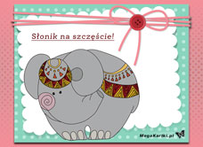 e-Kartka e Kartki z tagiem: Kartki ze słoniem Słonik na szczęście, kartki internetowe, pocztówki, pozdrowienia