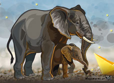 e-Kartka e Kartki z tagiem: Kartki zwierzęta Urocze słoniątka, kartki internetowe, pocztówki, pozdrowienia