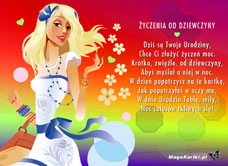 e-Kartka e Kartki z tagiem: Darmowa kartka urodzinowa Życzenia od dziewczyny, kartki internetowe, pocztówki, pozdrowienia