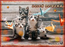 e-Kartka Darmowe e Kartki Dzień Dziecka Kociaki, kartki internetowe, pocztówki, pozdrowienia