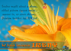 e-Kartka  W dniu imienin Ireny, kartki internetowe, pocztówki, pozdrowienia
