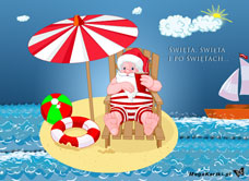 e-Kartka e Kartki z tagiem: Życzenia bożonarodzeniowe Mikołaj na wakacjach, kartki internetowe, pocztówki, pozdrowienia